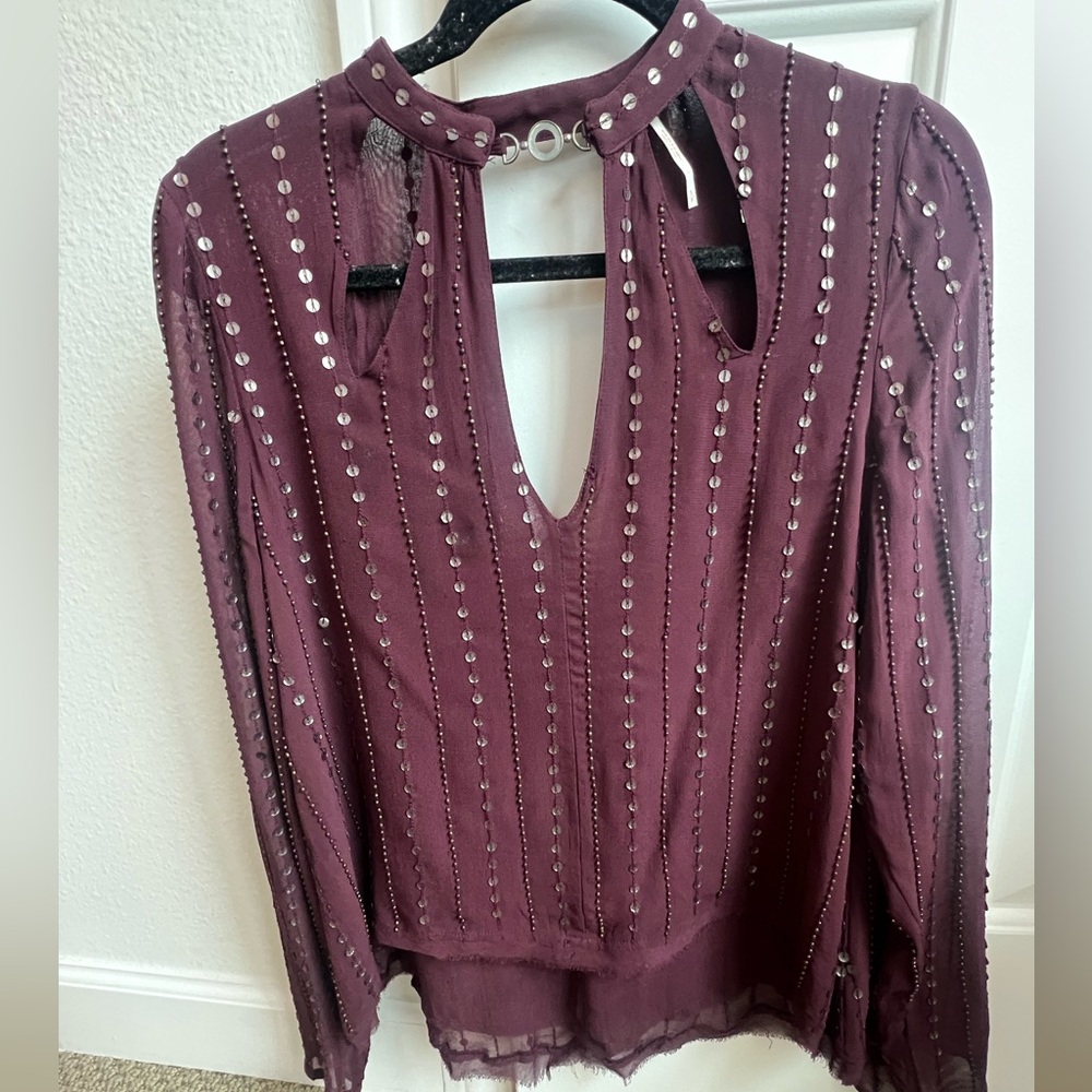Free people sequined long-sleeve top